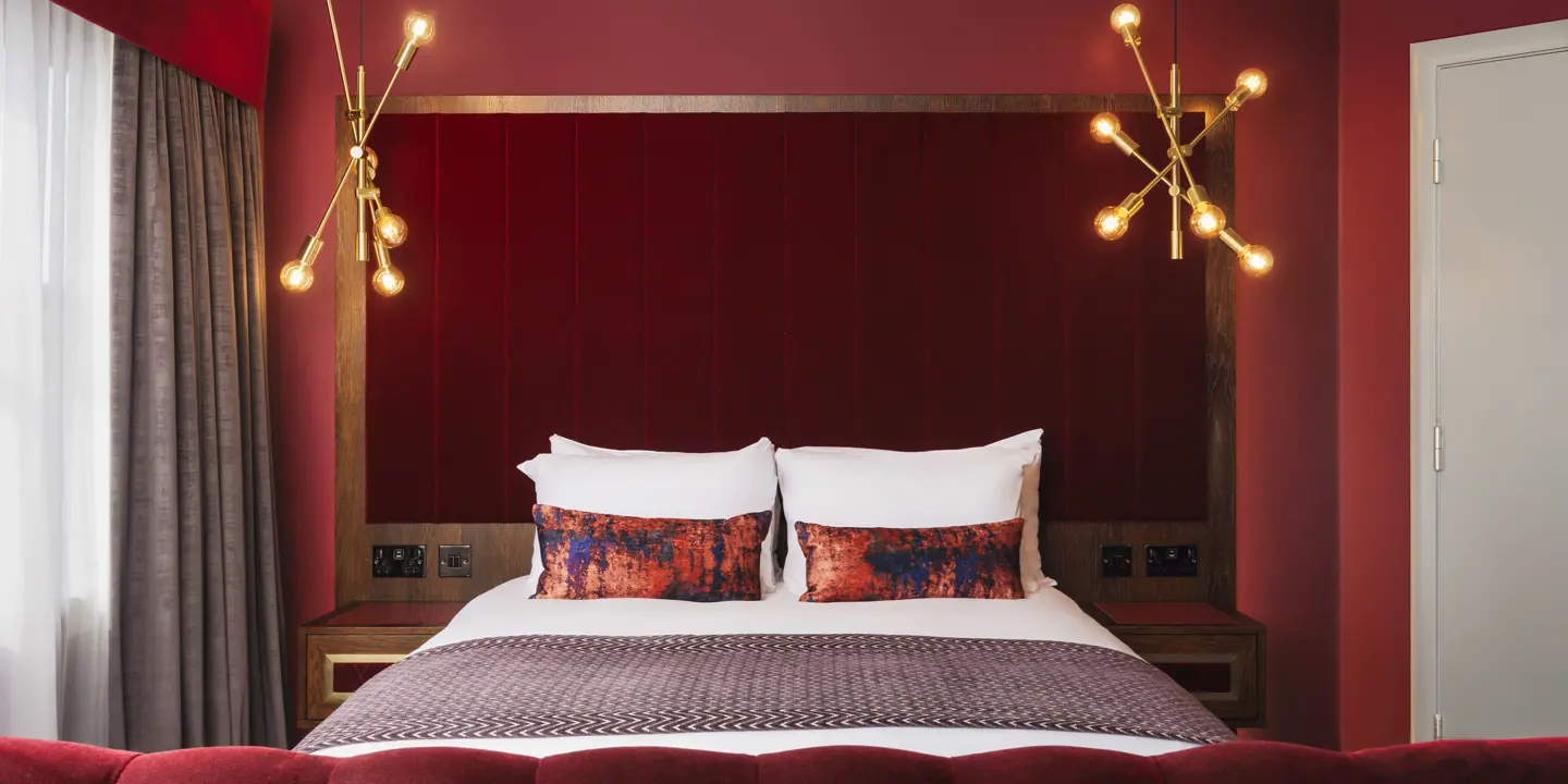 Comfy bed with stylish room decor
